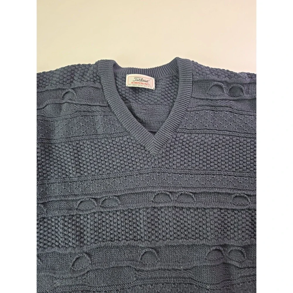 Vintage Titleist By Corbin Cotton Cable Kint Sweater Mens Large Black 2XL